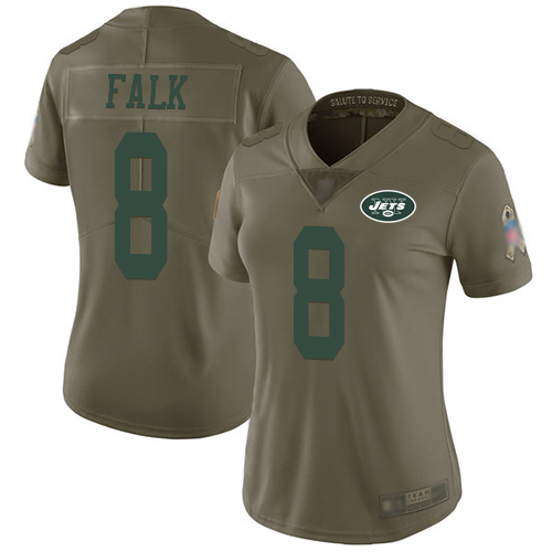 New York Jets Limited Olive Women Luke Falk Jersey NFL Football #8 2017 Salute to Service->new york jets->NFL Jersey